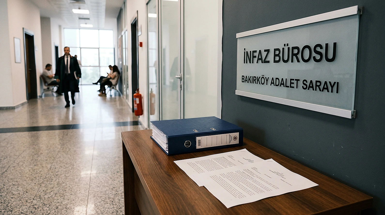 Adliye pratiğinde infaz bürosu işlemlerini temsil eden resmi evraklar.