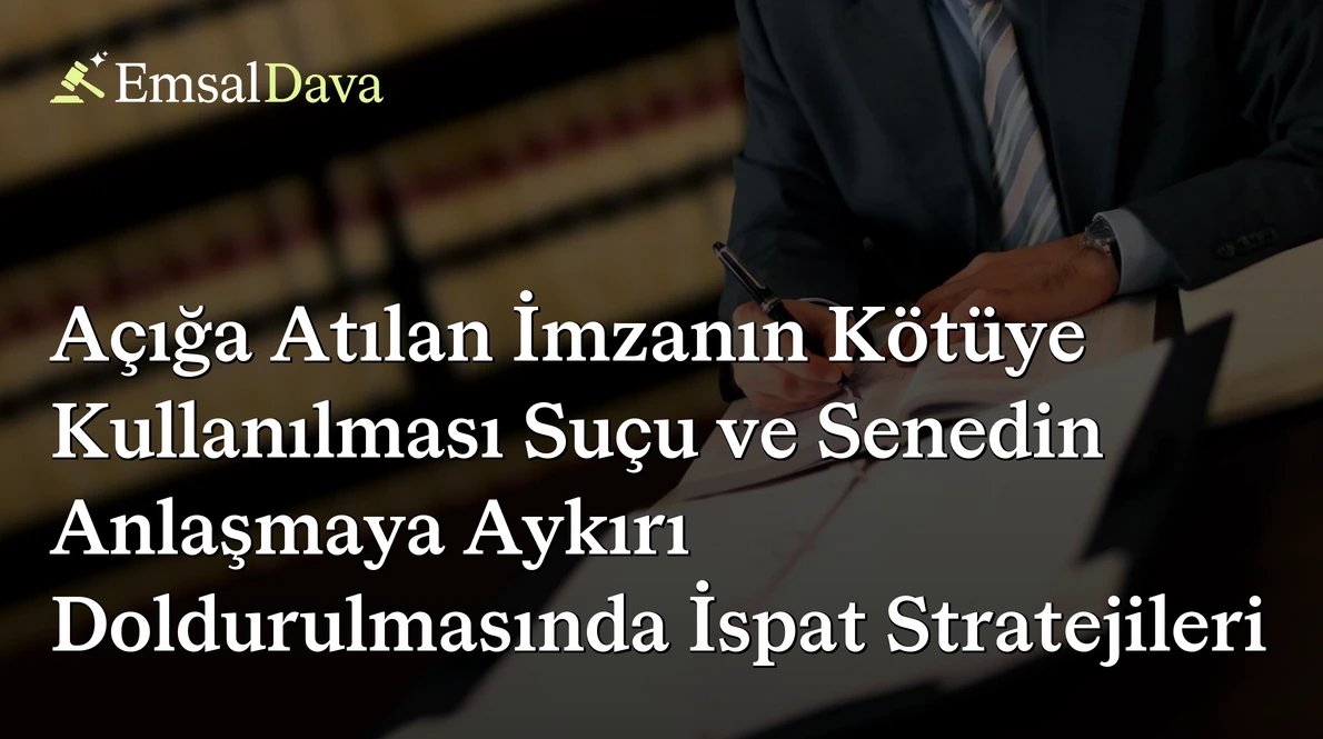 Açığa Atılan İmzanın Kötüye Kullanılması Suçu ve Senedin Anlaşmaya Aykırı Doldurulmasında İspat Stratejileri