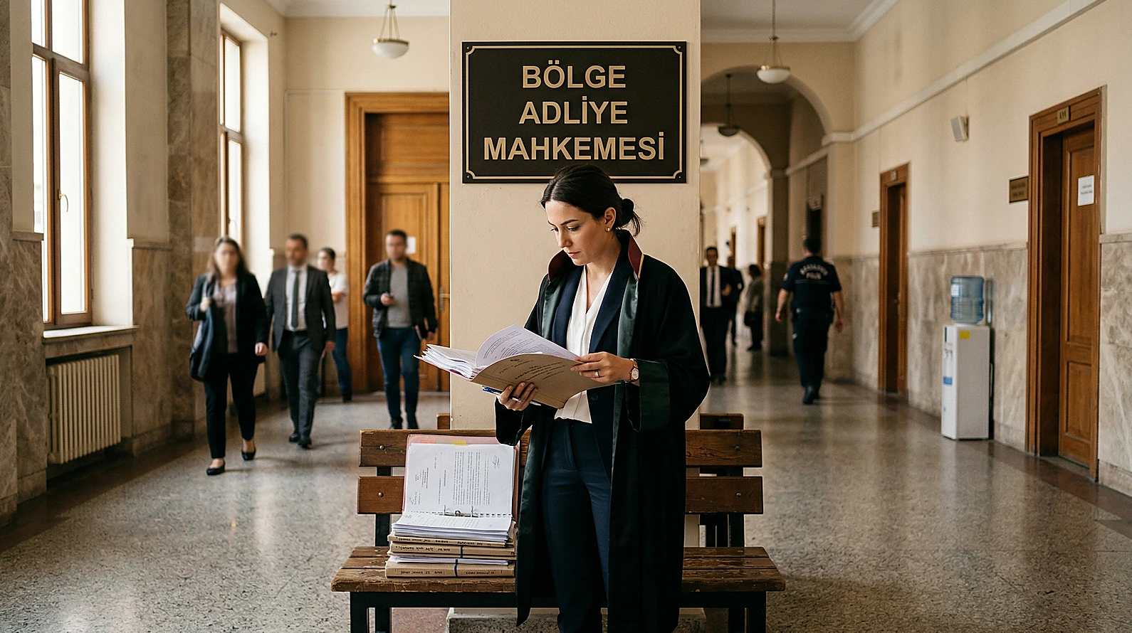 Bölge Adliye Mahkemesi denetim yetkisini temsil eden hukukçu figürü.