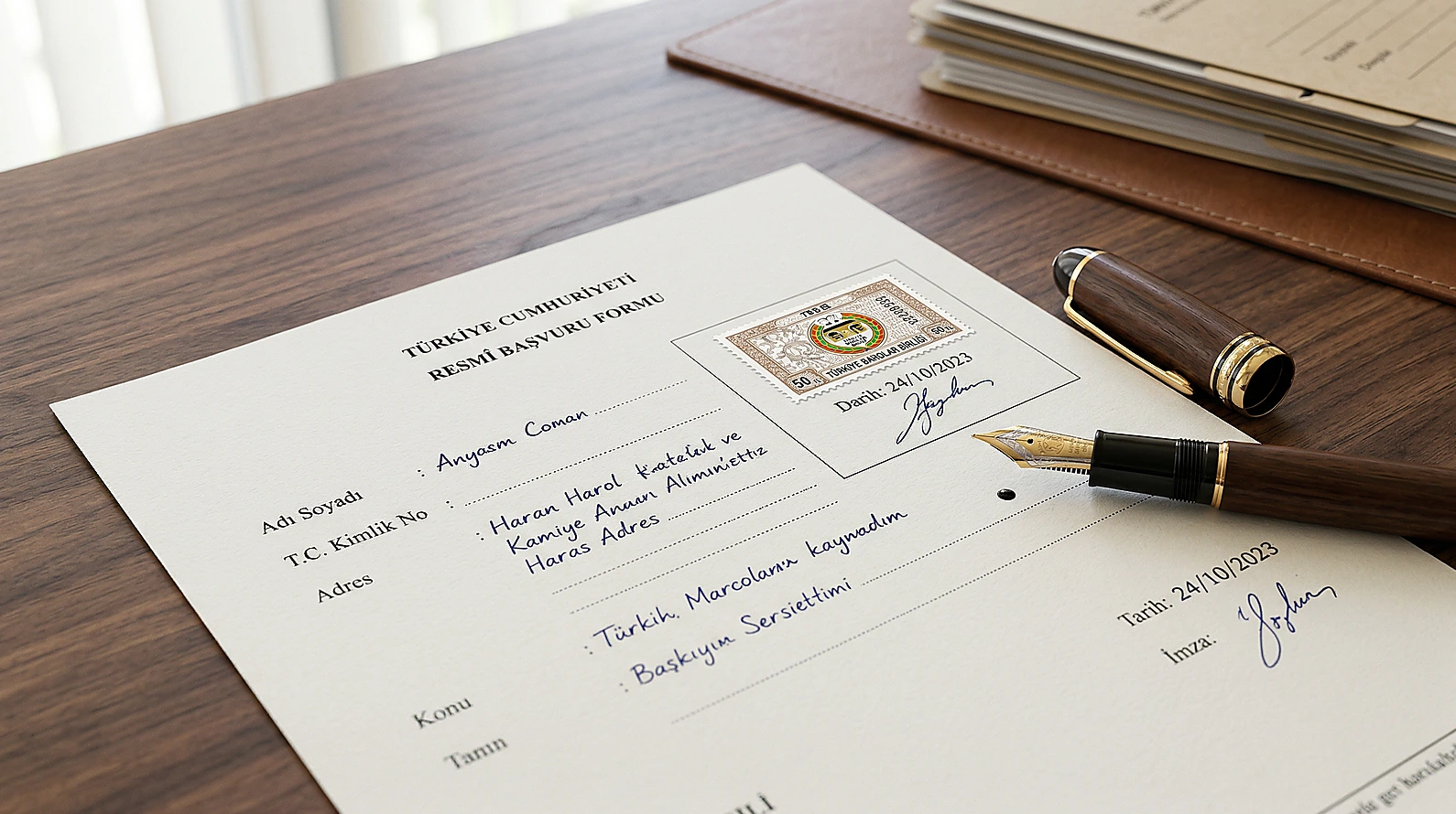 Resmi başvuru formu ve vekaletname detaylı kompozisyon