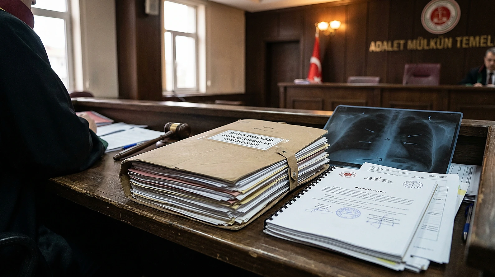 Mahkeme huzurundaki bilirkişi raporları ve tıbbi delil klasörü.