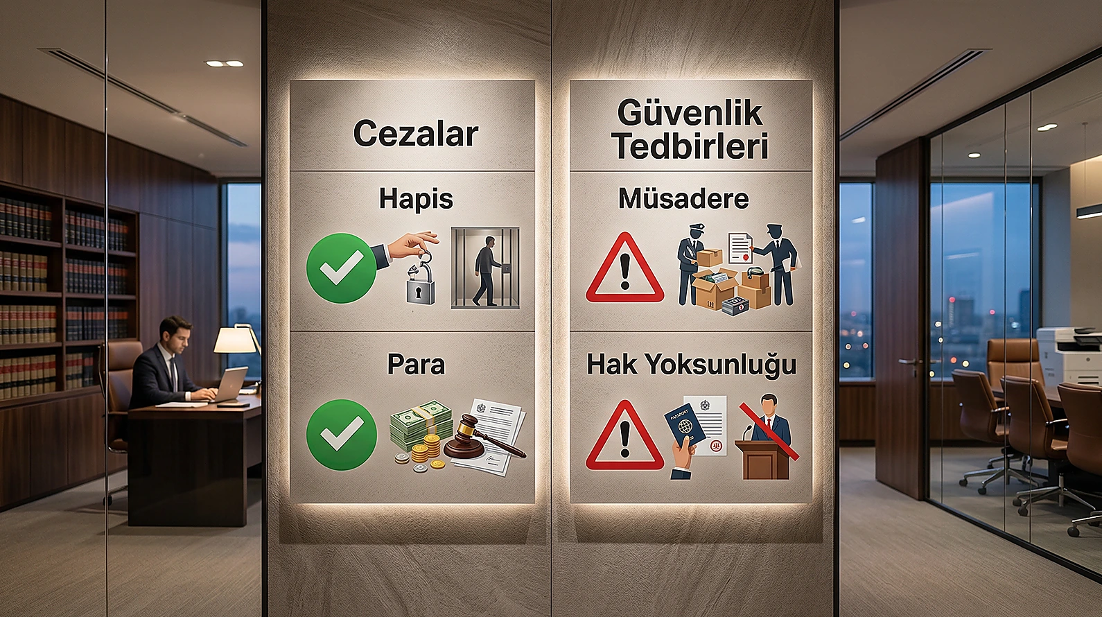 Cezayı aleyhe değiştirme yasağı kapsamına giren ve girmeyen yaptırımların karşılaştırması.
