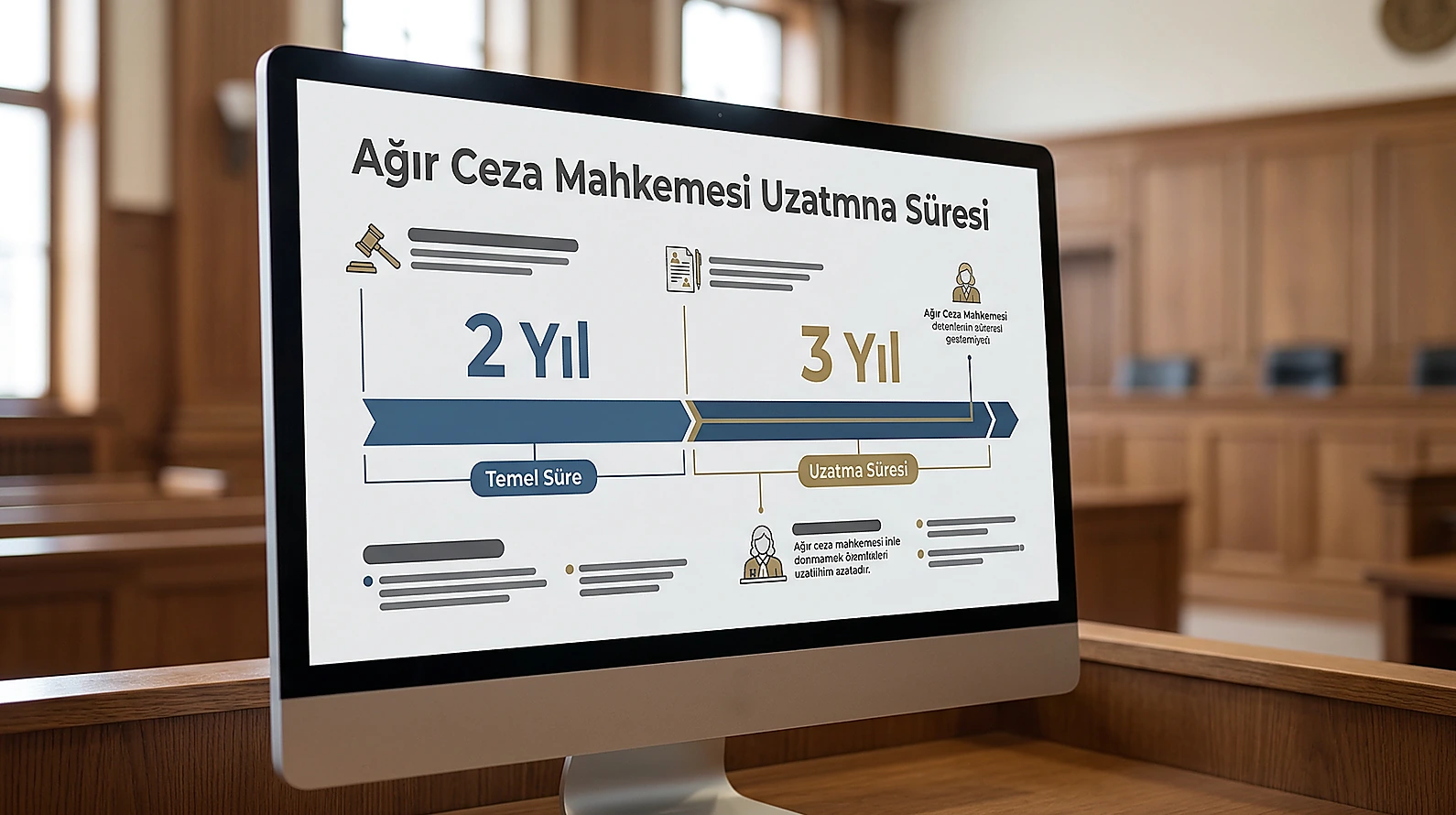 Ağır ceza mahkemesi azami tutukluluk sürelerini gösteren kavramsal zaman çizelgesi.