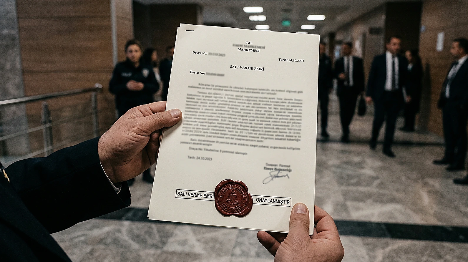 Savcılık tarafından verilen salıverme emrini simgeleyen mühürlü resmi evrak.