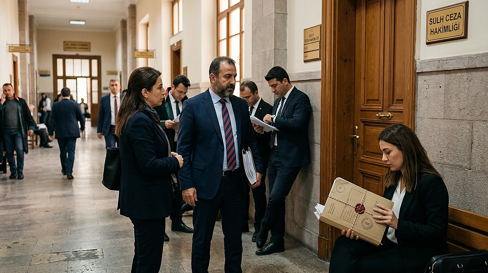Adliye pratiğinde elkoyma onayı ve yetki süreçlerini simgeleyen görsel.