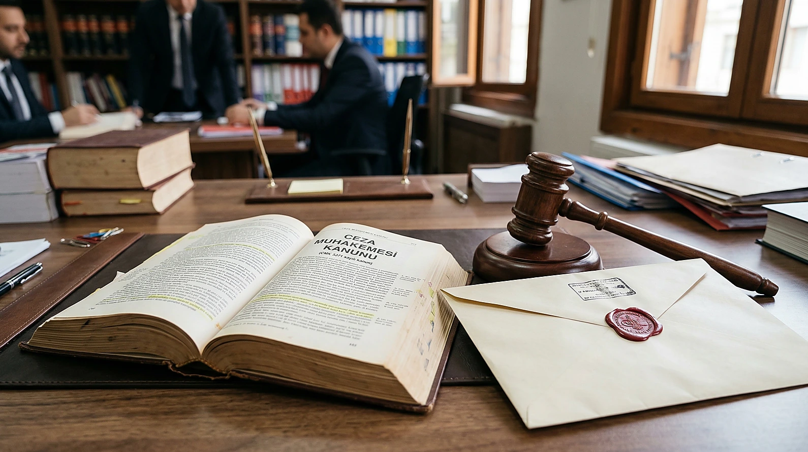 Postada elkoyma ve hukuki dayanakları simgeleyen kompozisyon.