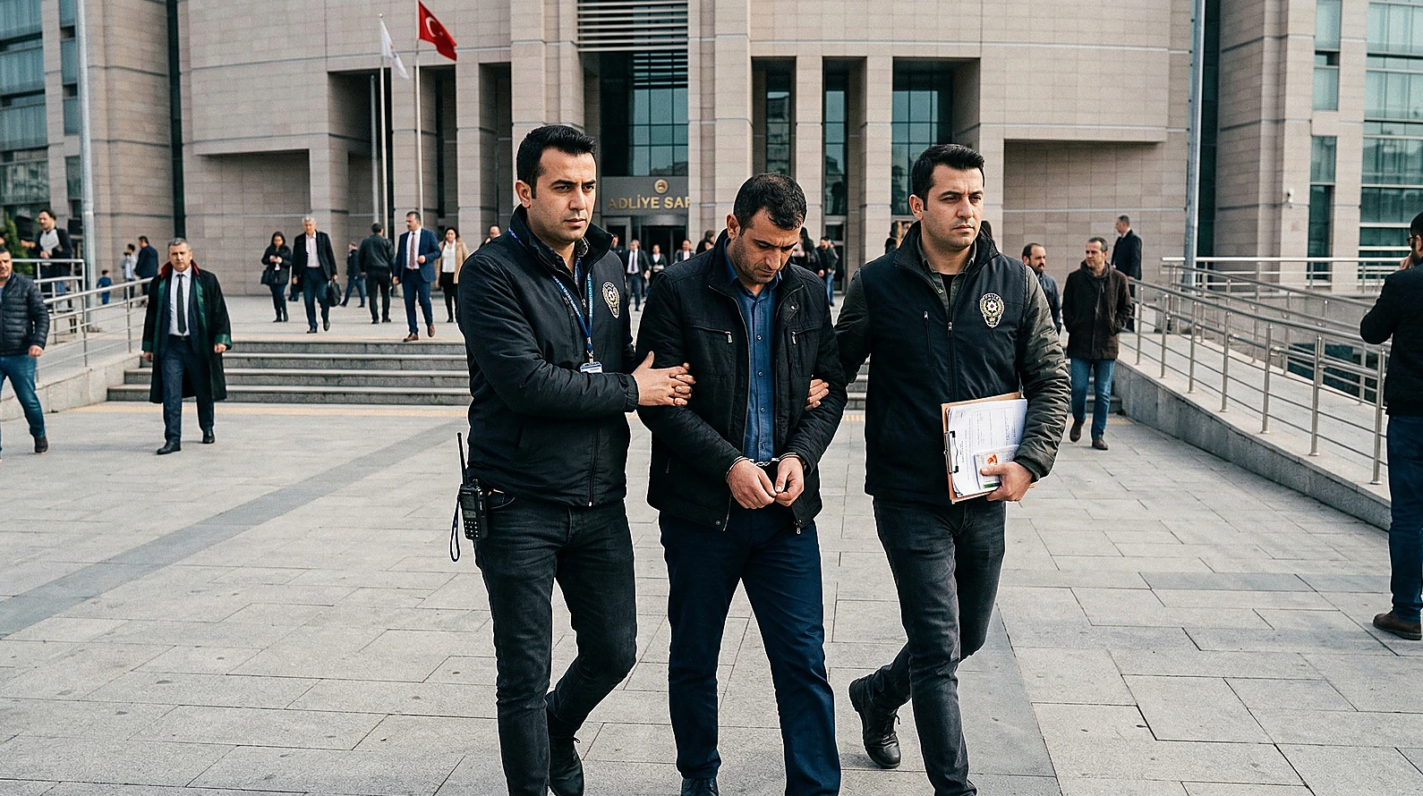 Kolluk kuvvetlerinin zorla getirme kararını infaz ettiği anın temsili görseli.