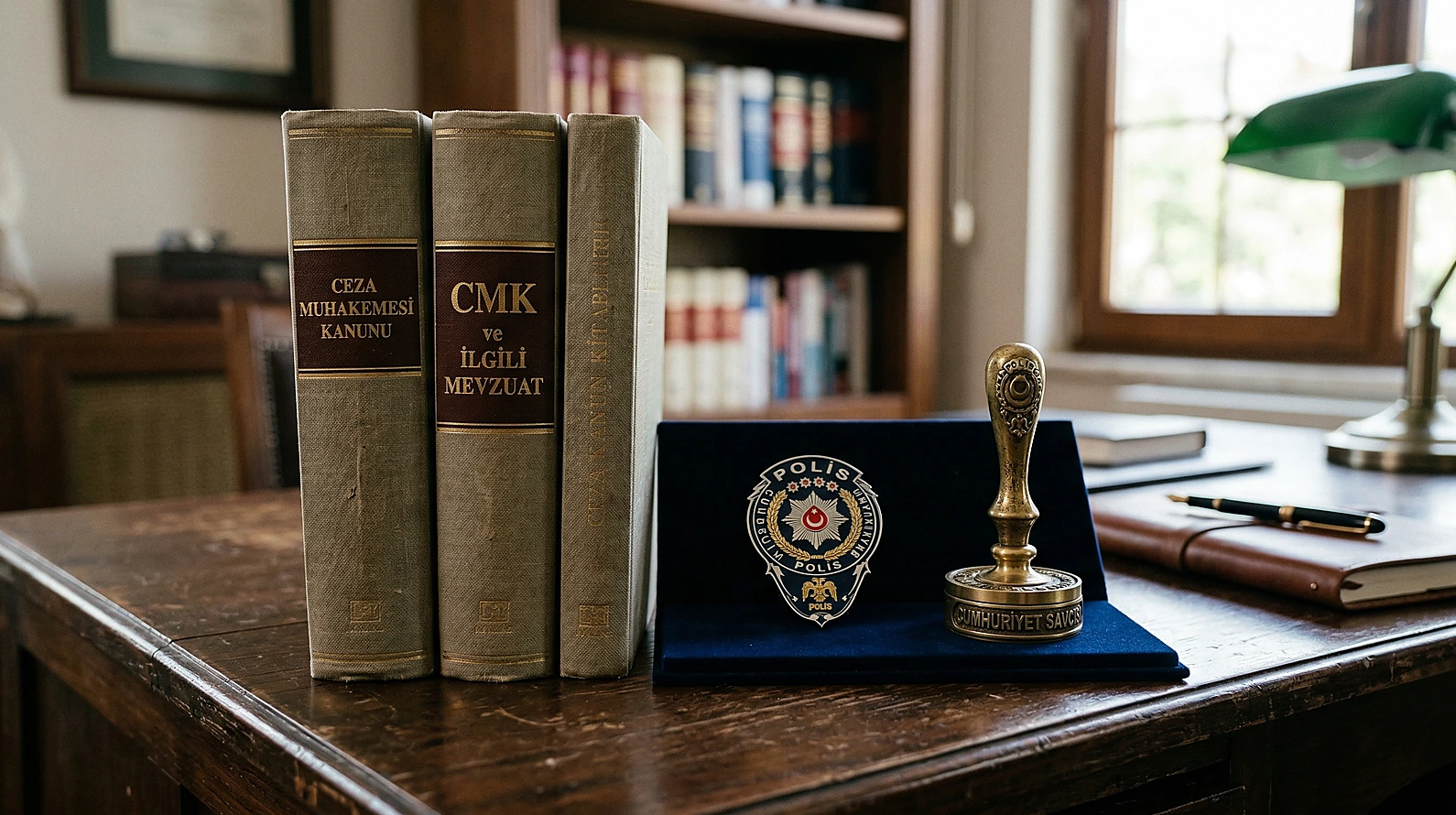 CMK 160 ve 139 ayrımını simgeleyen adli kolluk ve savcılık objeleri.
