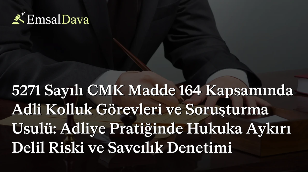 5271 Sayılı CMK Madde 164 Kapsamında Adli Kolluk Görevleri ve Soruşturma Usulü: Adliye Pratiğinde Hukuka Aykırı Delil Riski ve Savcılık Denetimi