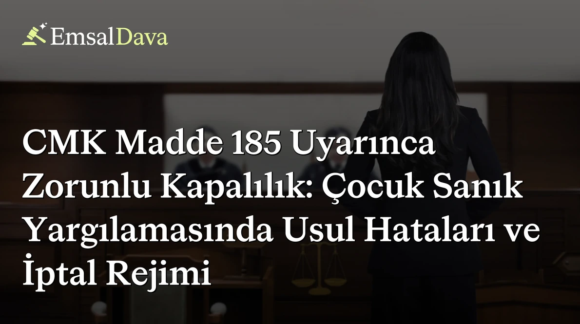 CMK Madde 185 Uyarınca Zorunlu Kapalılık: Çocuk Sanık Yargılamasında Usul Hataları ve İptal Rejimi