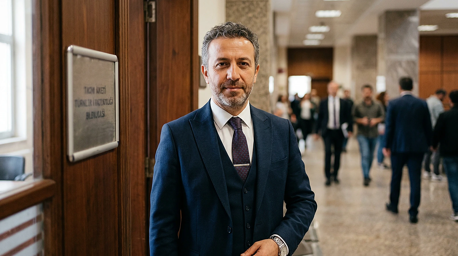 Zorunlu müdafilik hizmetini temsil eden profesyonel hukukçu görseli.