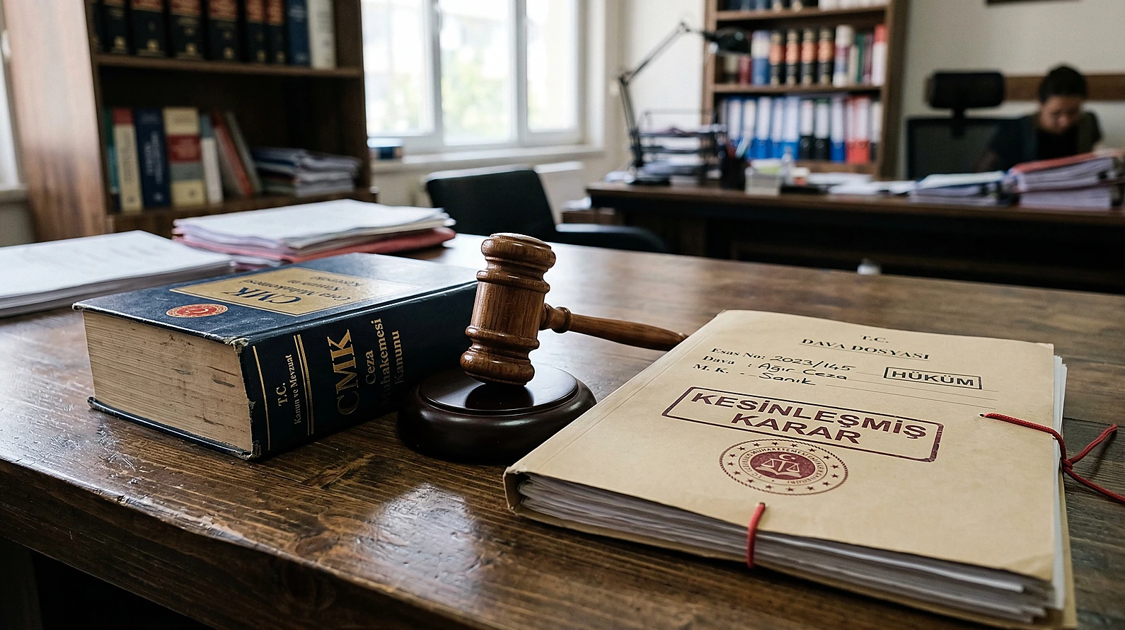Ceza muhakemesinde usul kurallarının kesinleşmiş hükümlere etkisini simgeleyen kompozisyon.