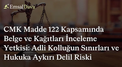 CMK Madde 122 Kapsamında Belge ve Kağıtları İnceleme Yetkisi: Adli Kolluğun Sınırları ve Hukuka Aykırı Delil Riski