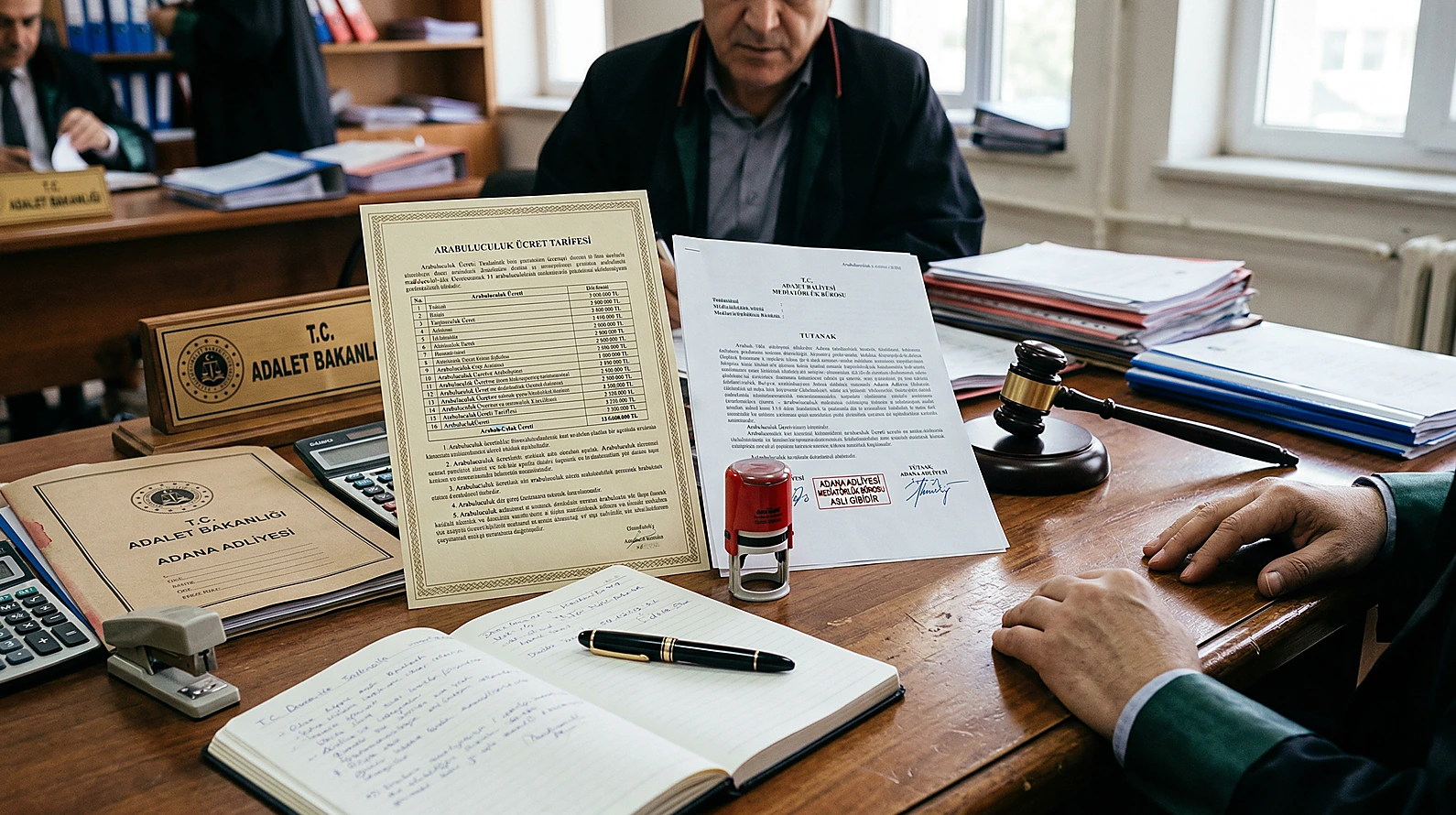 Arabuluculuk ücret tarifesi ve resmi evrakların profesyonel sunumu.