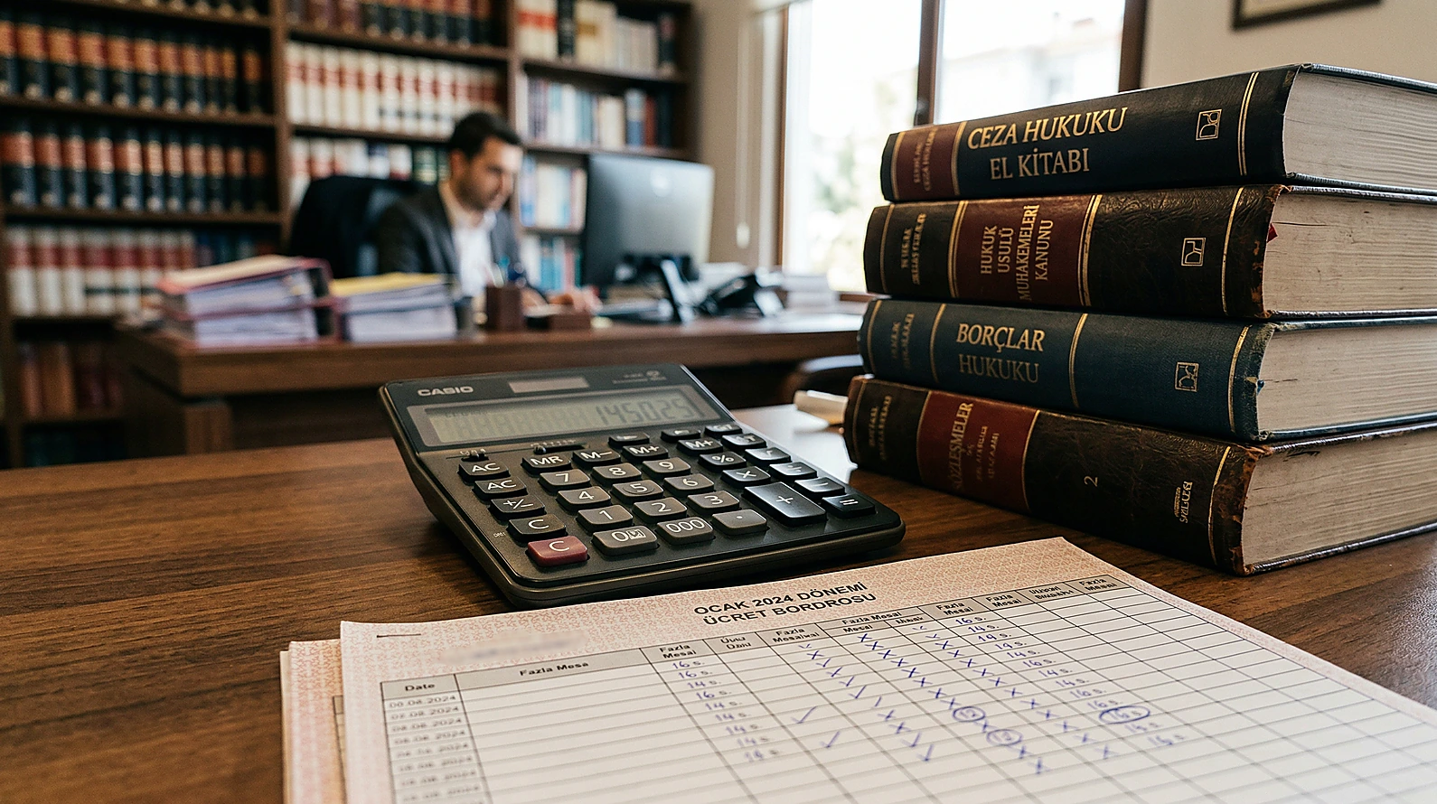 Fazla çalışma ücreti hesaplama materyalleri ve bordro analizi.