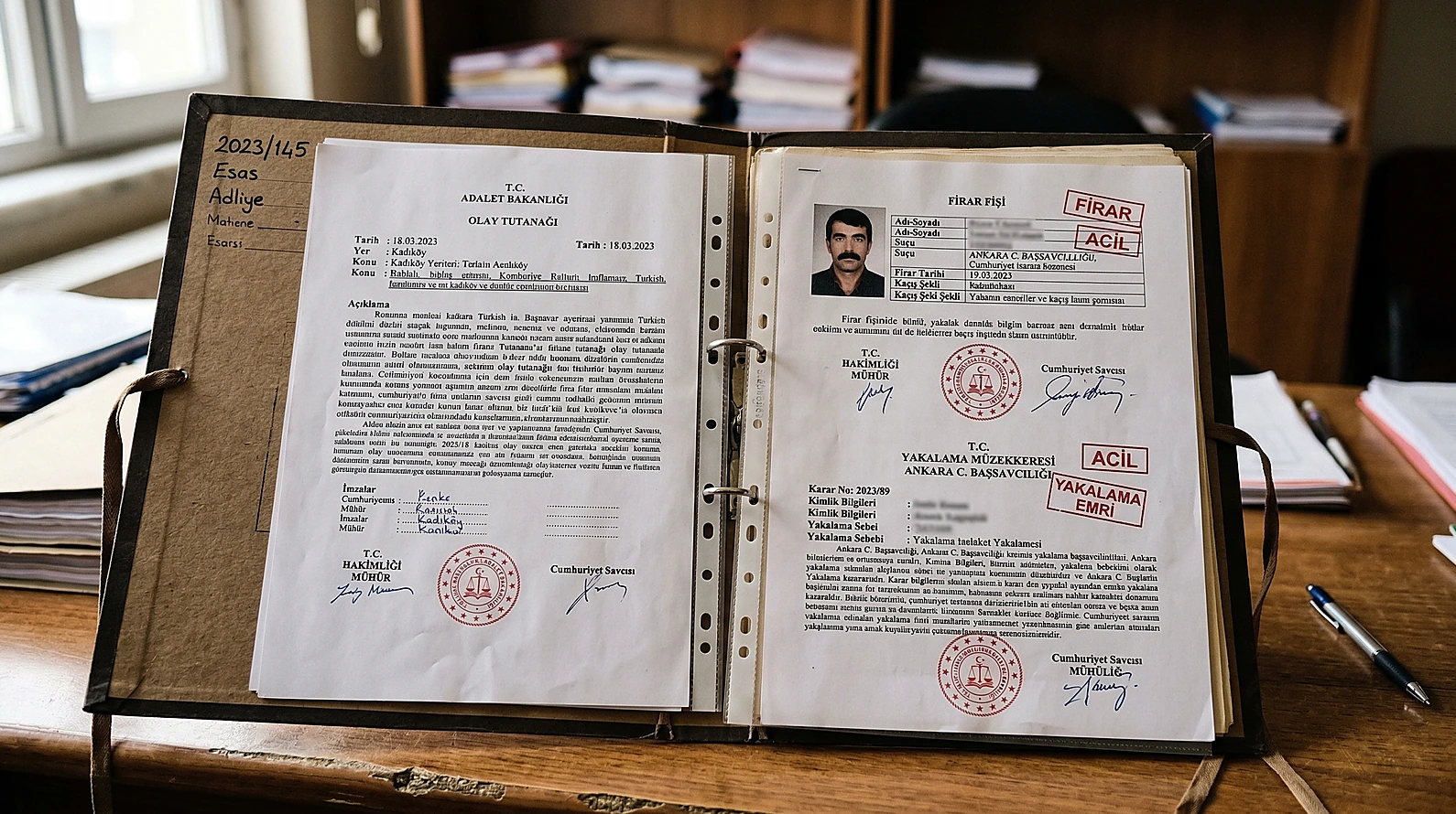 Firar suçunun ispatında temel teşkil eden resmi evraklar ve adli dosya içeriği.