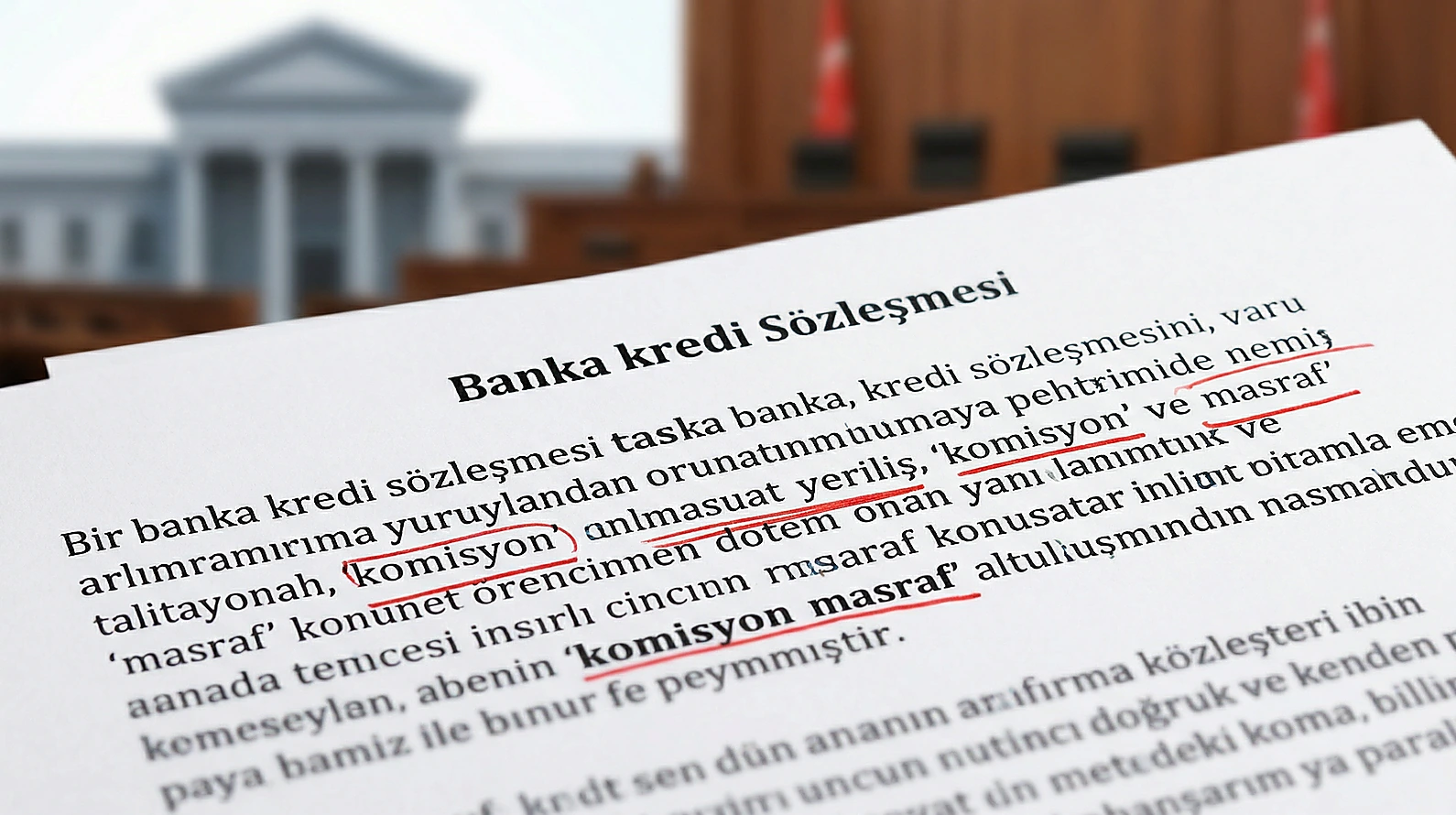 Kredi sözleşmelerindeki standart masraf hükümlerinin hukuki denetimi sembolize eden görsel.