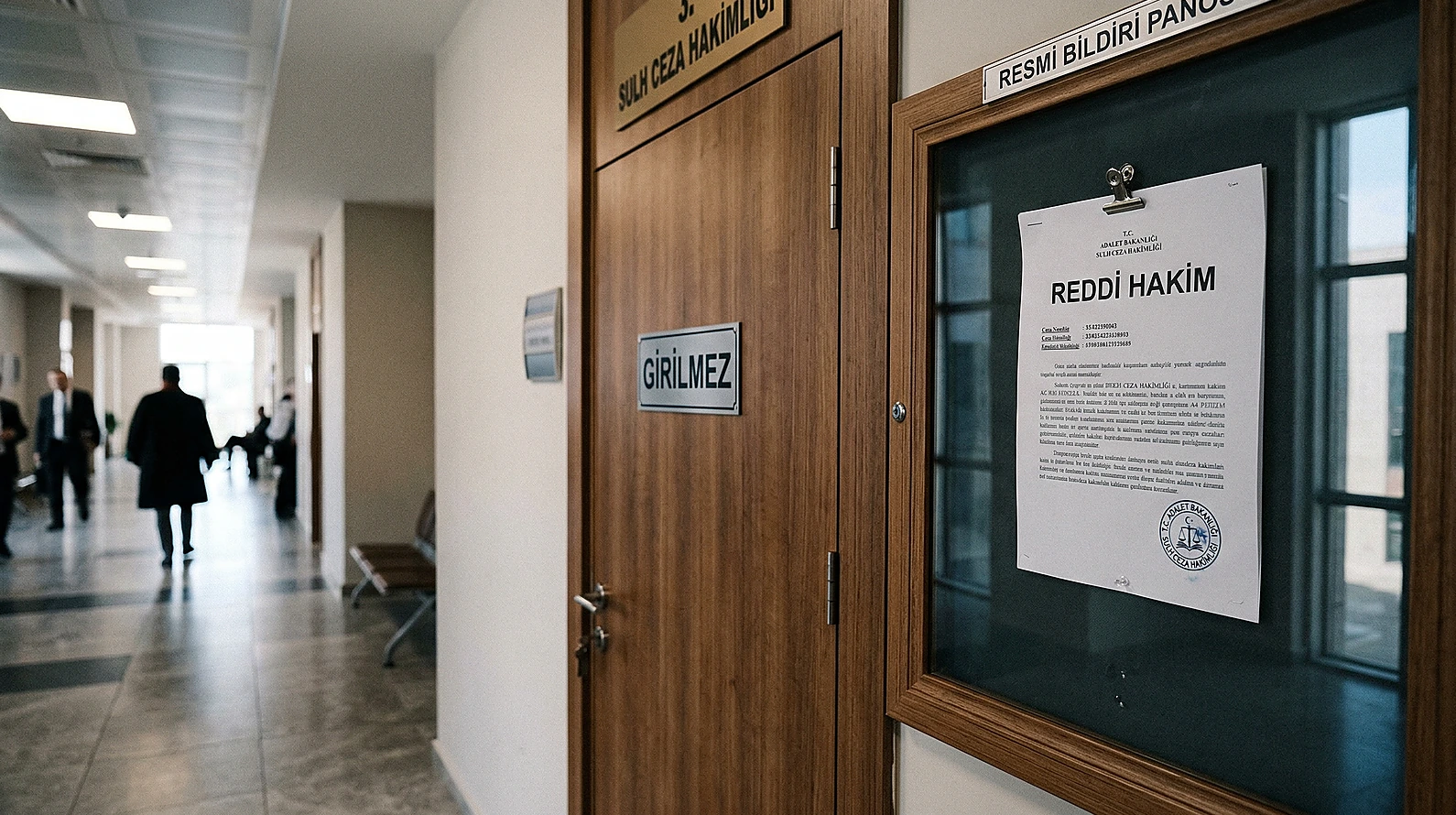 Ceza muhakemesinde hakimin yasaklılık hallerini simgeleyen mühürlü mahkeme belgesi.