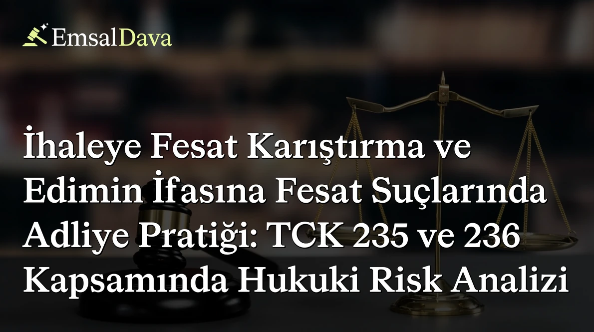 İhaleye Fesat Karıştırma ve Edimin İfasına Fesat Suçlarında Adliye Pratiği: TCK 235 ve 236 Kapsamında Hukuki Risk Analizi