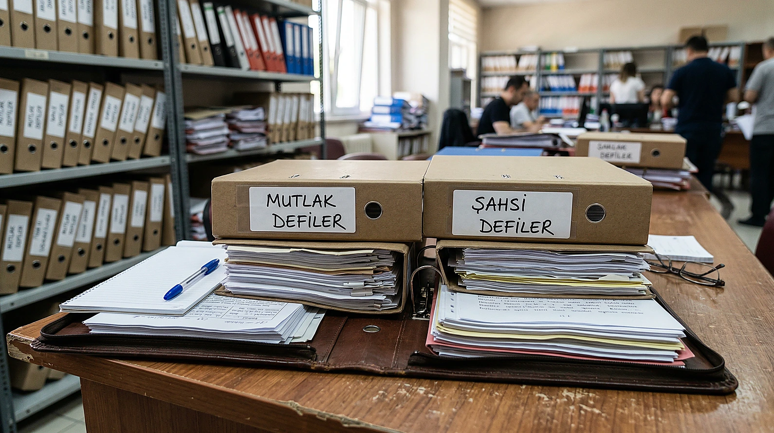 Kambiyo hukukunda mutlak ve şahsi defilerin ayrımını simgeleyen profesyonel klasörler.