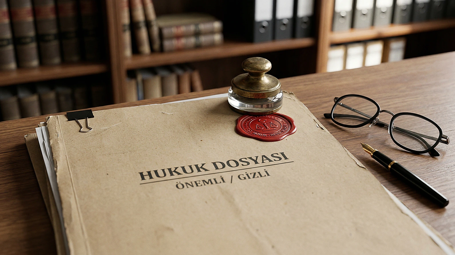 Resmi mirasçılık belgesi ve hukuk dosyasını içeren profesyonel kompozisyon.