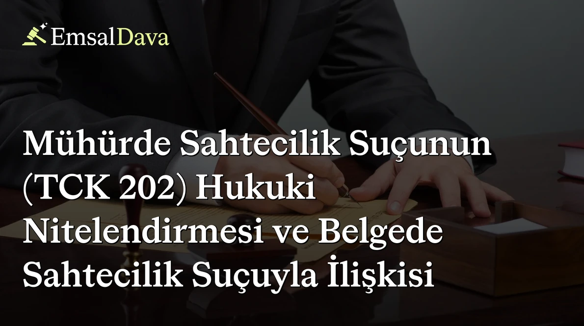 Mühürde Sahtecilik Suçunun (TCK 202) Hukuki Nitelendirmesi ve Belgede Sahtecilik Suçuyla İlişkisi