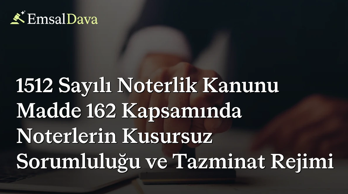 1512 Sayılı Noterlik Kanunu Madde 162 Kapsamında Noterlerin Kusursuz Sorumluluğu ve Tazminat Rejimi