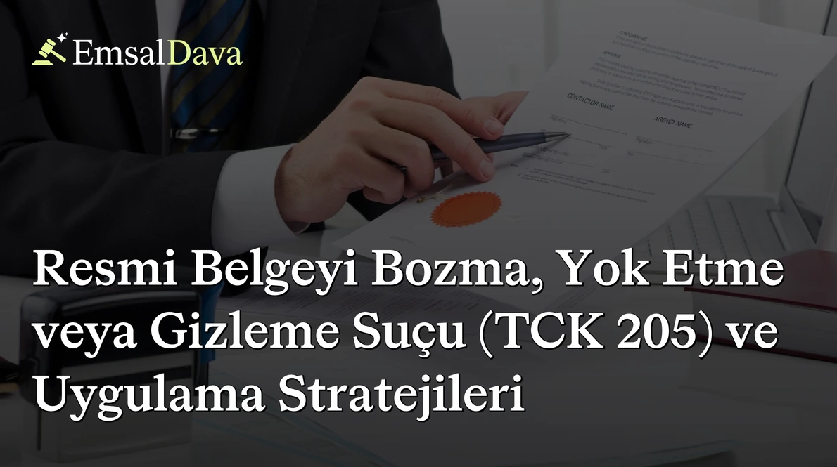 Resmi Belgeyi Bozma, Yok Etme veya Gizleme Suçu (TCK 205) ve Uygulama Stratejileri