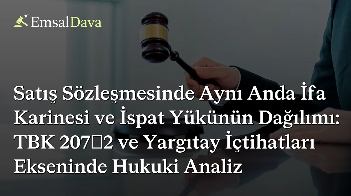 Satış Sözleşmesinde Aynı Anda İfa Karinesi ve İspat Yükünün Dağılımı: TBK 207/2 ve Yargıtay İçtihatları Ekseninde Hukuki Analiz