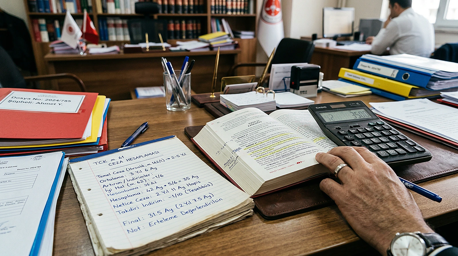 Ceza muhakemesinde yaptırım belirleme ve 1/2 indirim hesaplama süreci.