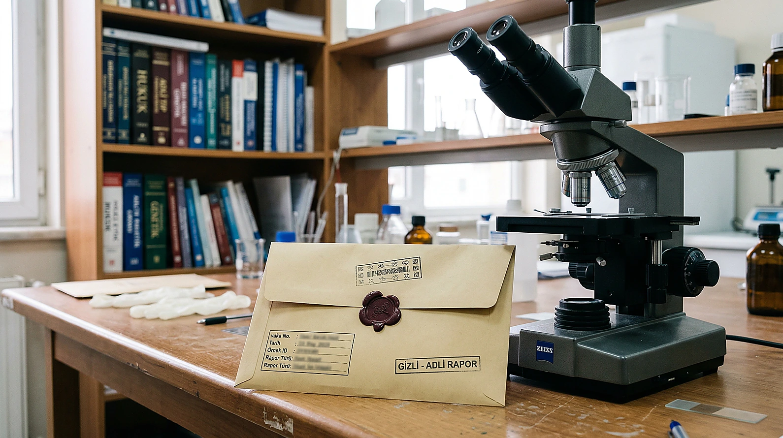 Öğrenme kriteri olan DNA raporunu temsil eden profesyonel laboratuvar objeleri.
