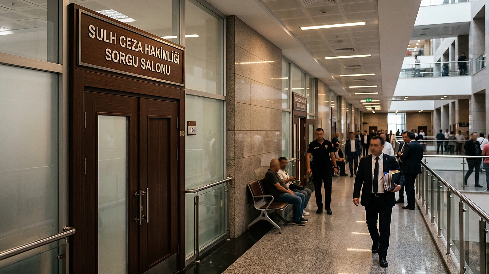 Adliye koridoru ve sulh ceza hakimliği sorgu salonu girişi