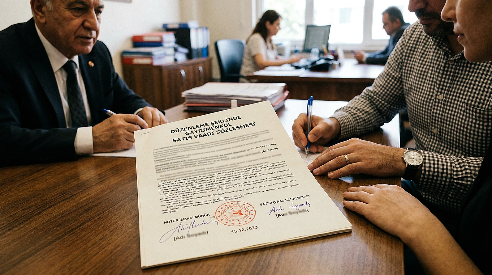 Noter huzurunda düzenlenen resmi gayrimenkul satış vaadi sözleşmesi örneği.