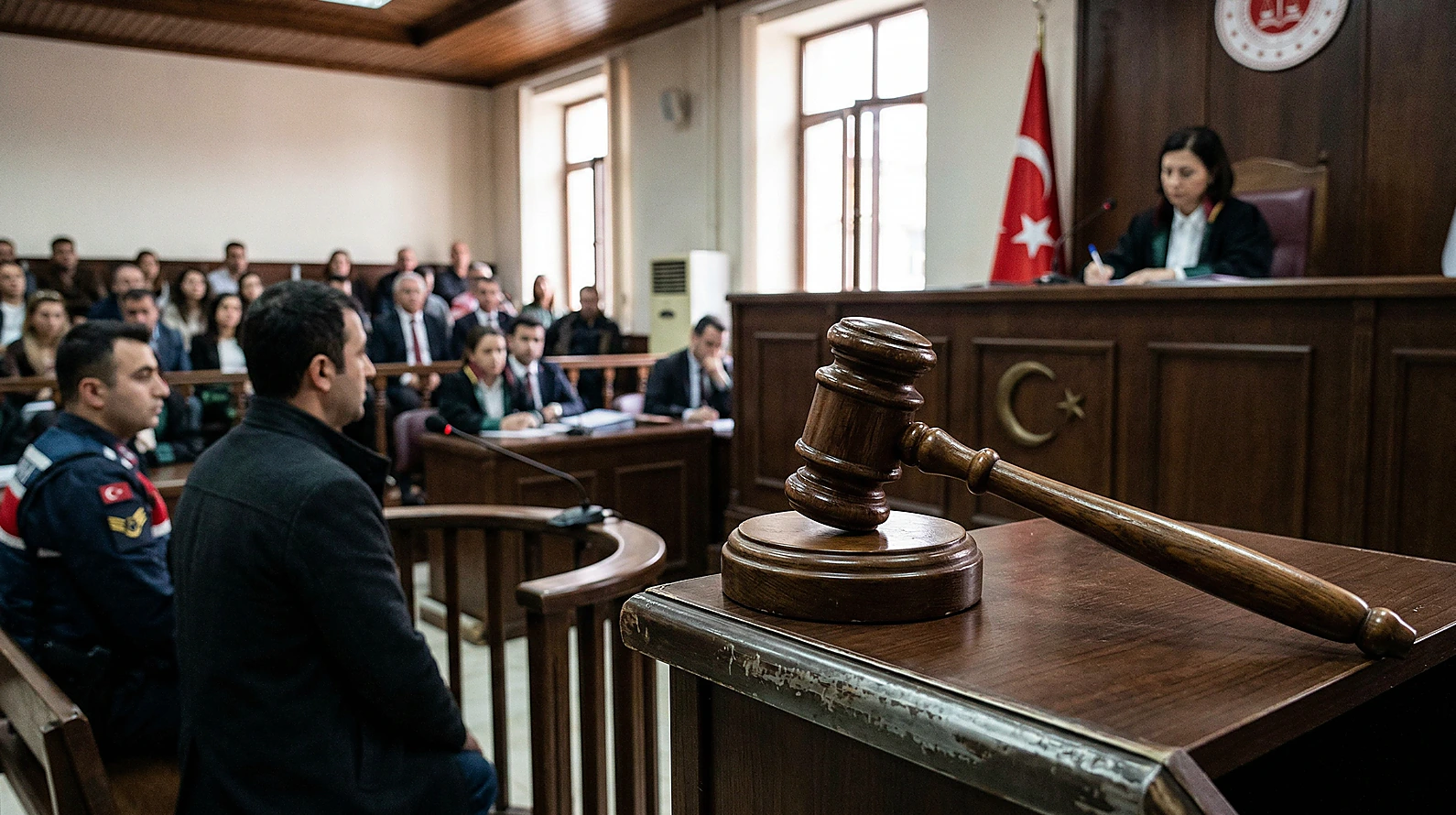 Mahkeme salonu ve nitelikli suçların yargılanması görseli