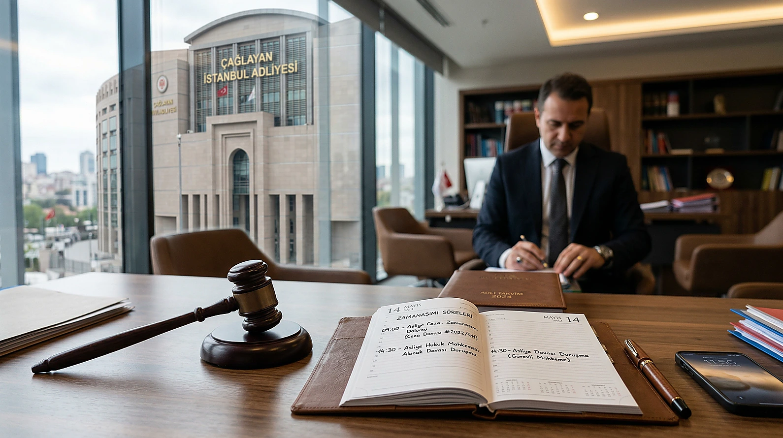 Ceza davası zamanaşımı ve usul adımlarını simgeleyen görsel.