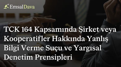 TCK 164 Kapsamında Şirket veya Kooperatifler Hakkında Yanlış Bilgi Verme Suçu ve Yargısal Denetim Prensipleri