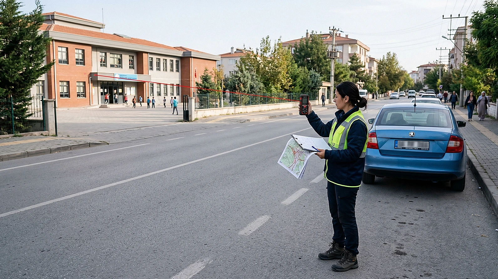 Bilirkişi tarafından yapılan uyuşturucu suçunda mesafe ölçüm çalışması.