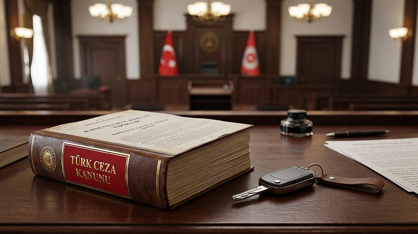 Türk Ceza Kanunu ve özel araç mülkiyetini temsil eden hukuki kompozisyon.