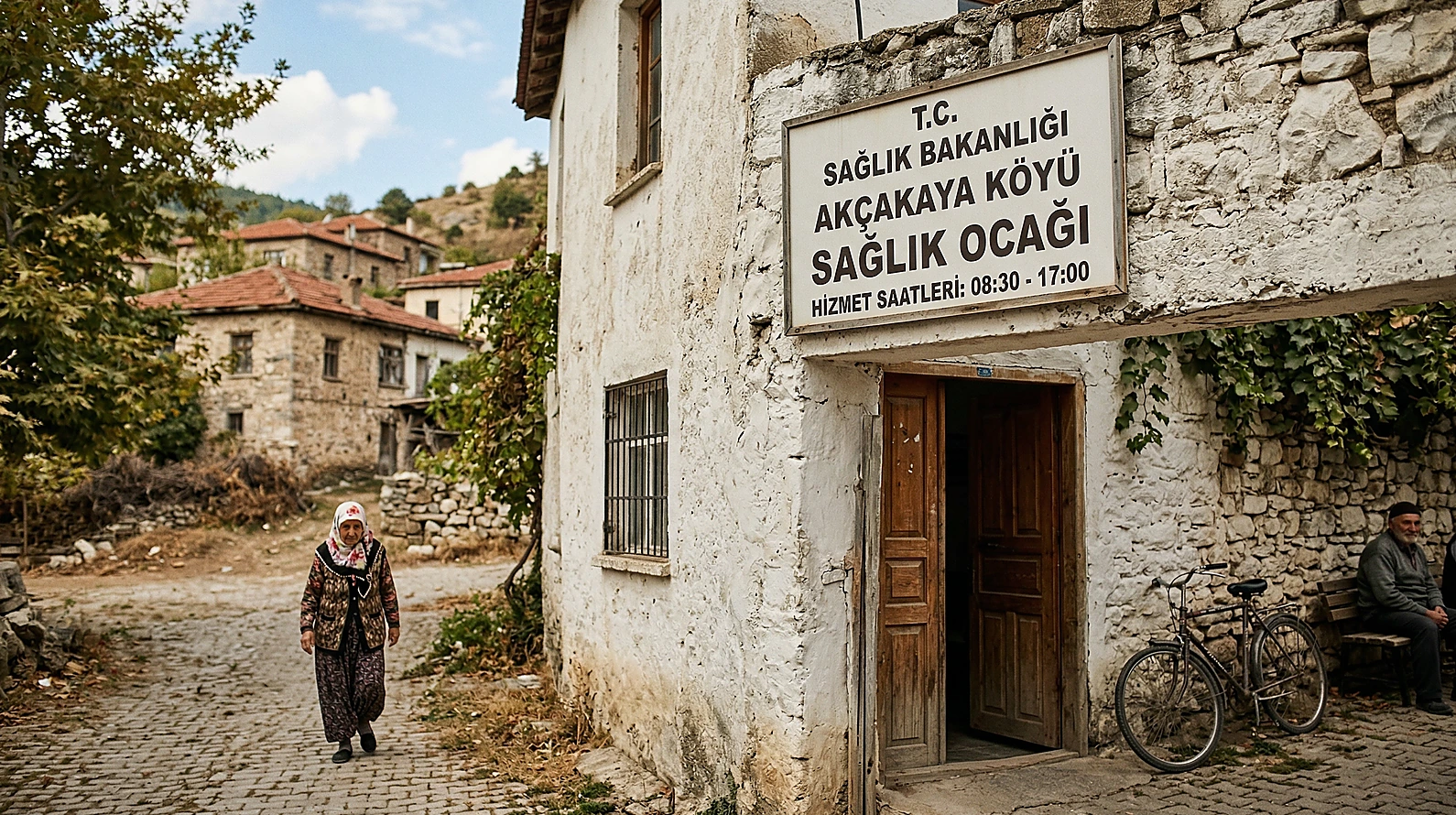 Kamu kurumlarını temsil eden bir sağlık ocağı binası dış çekimi.