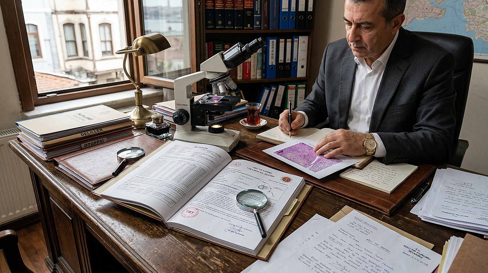 Adli tıp raporu ve tıbbi bulguların hukuki nitelendirme üzerindeki etkisini simgeleyen görsel.