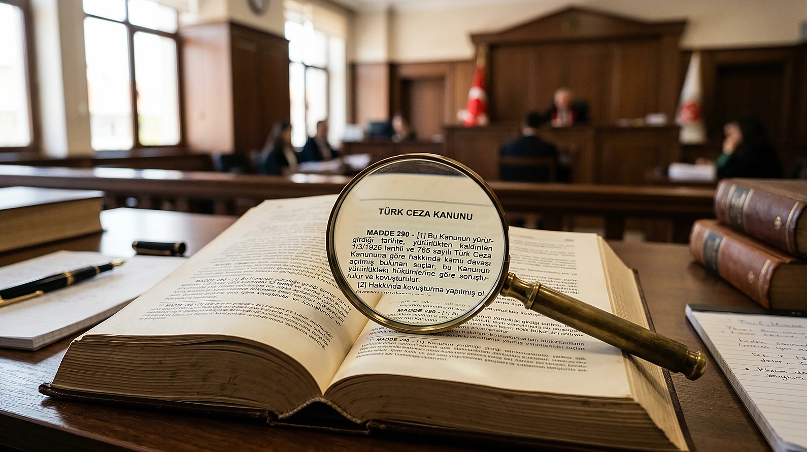 TCK 290 maddesi ve karşılaştırmalı suç tiplerini temsil eden hukuk temalı görsel.