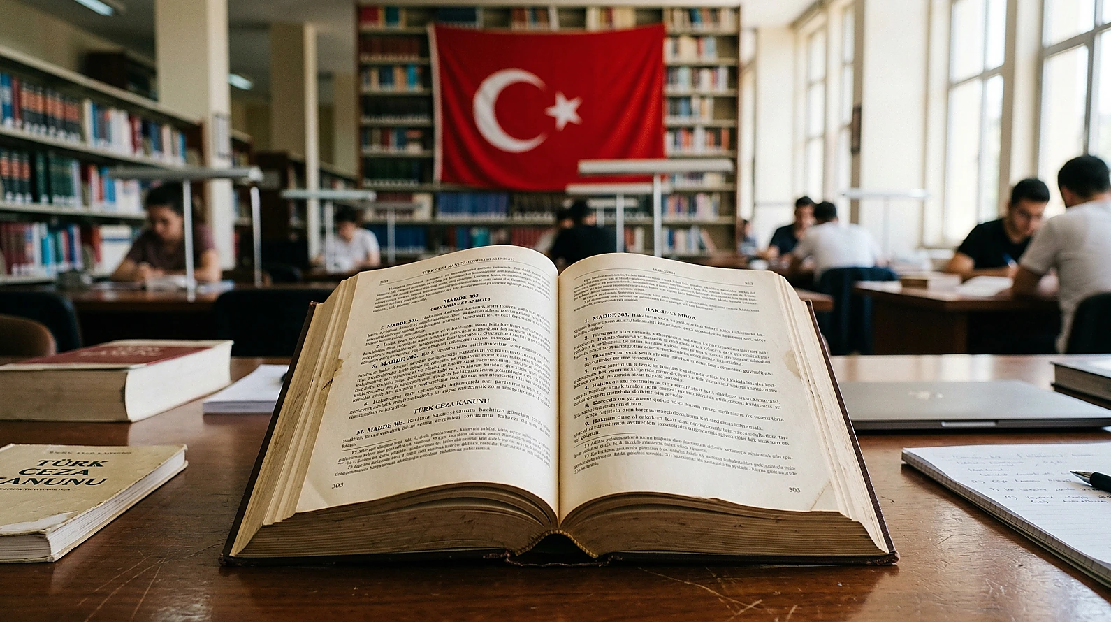 TCK 303 madde metni ve hukuk kütüphanesi görünümü