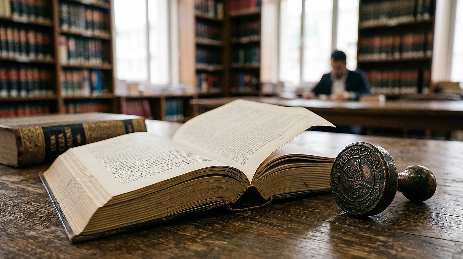 Türk Ceza Kanunu kitabı ve askeri semboller içeren profesyonel hukuk görseli.