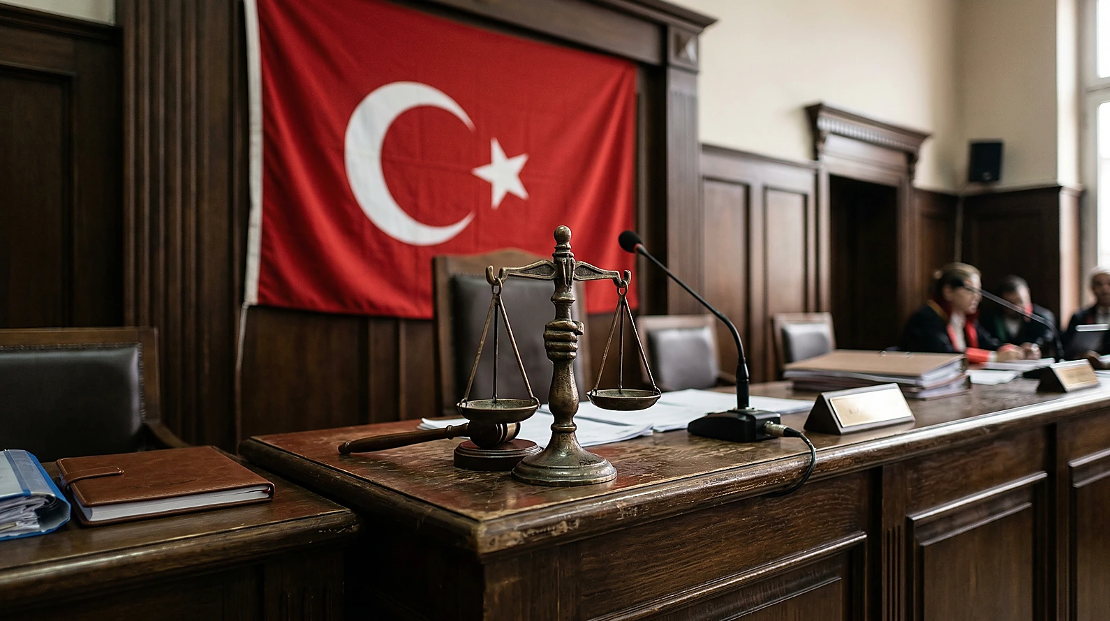 Ağır Ceza Mahkemesi duruşma salonu detayı