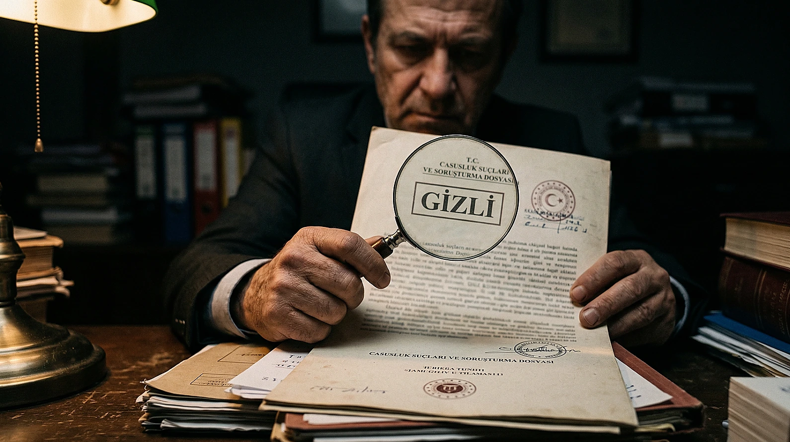 Casusluk suçuna konu gizli belgelerin hukuki analizini simgeleyen görsel.