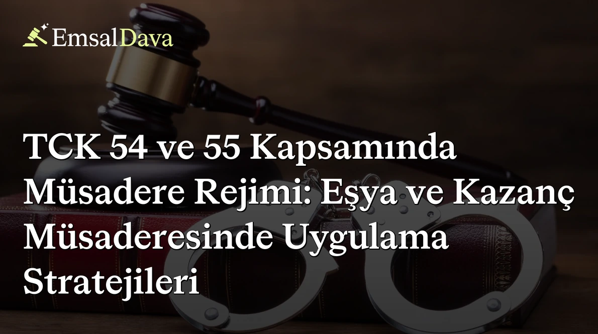 TCK 54 ve 55 Kapsamında Müsadere Rejimi: Eşya ve Kazanç Müsaderesinde Uygulama Stratejileri