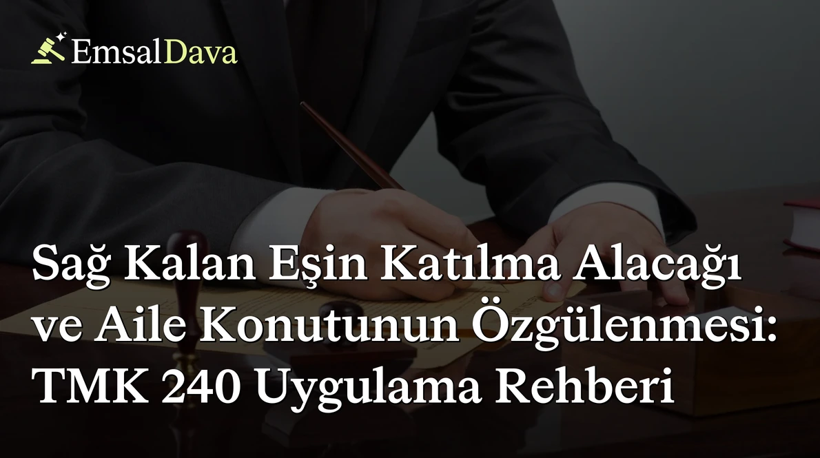 Sağ Kalan Eşin Katılma Alacağı ve Aile Konutunun Özgülenmesi: TMK 240 Uygulama Rehberi