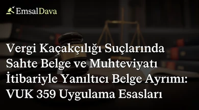 Vergi Kaçakçılığı Suçlarında Sahte Belge ve Muhteviyatı İtibariyle Yanıltıcı Belge Ayrımı: VUK 359 Uygulama Esasları